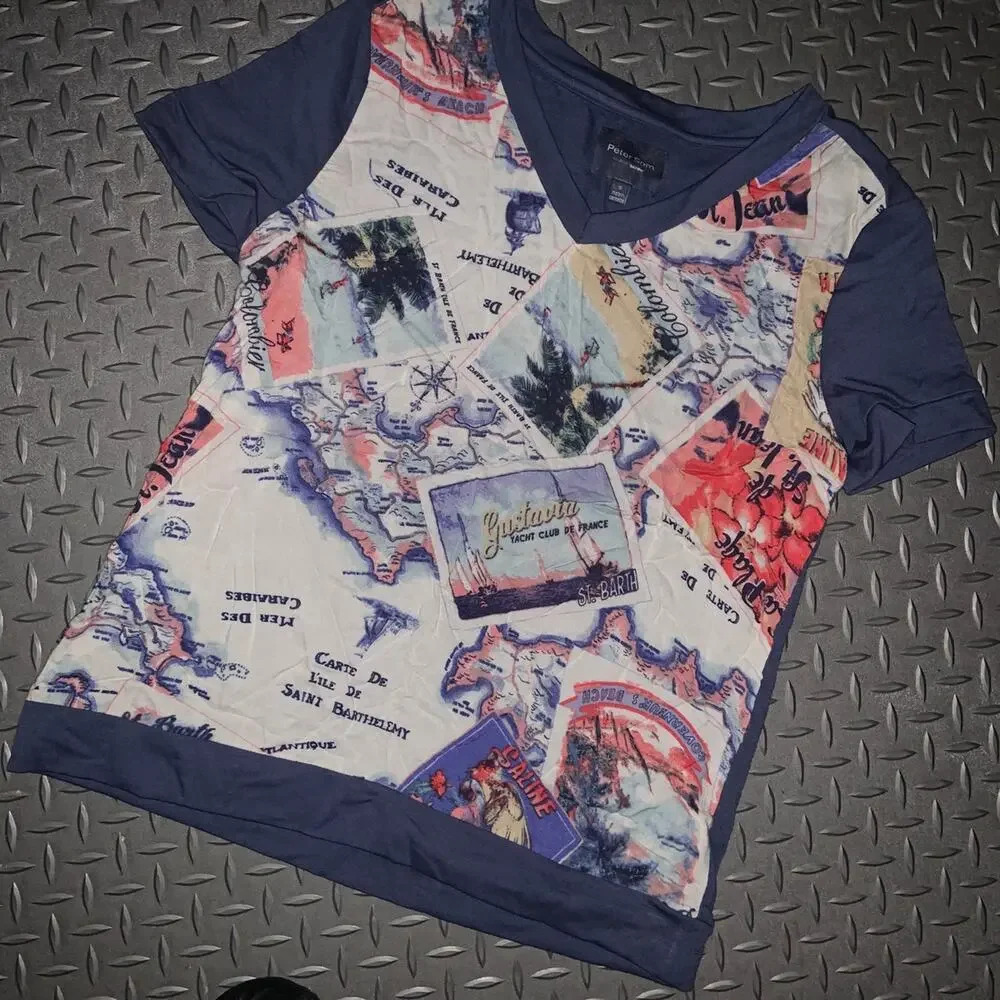Peter som map shirt boho coastal preppy boho spring designer top classic